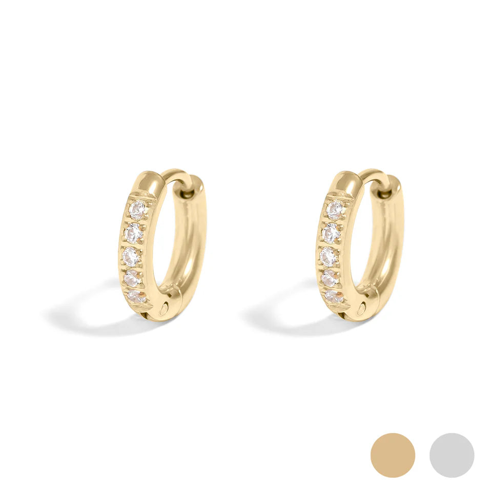 Gold Cubic Zirconia Huggie Earrings image 0