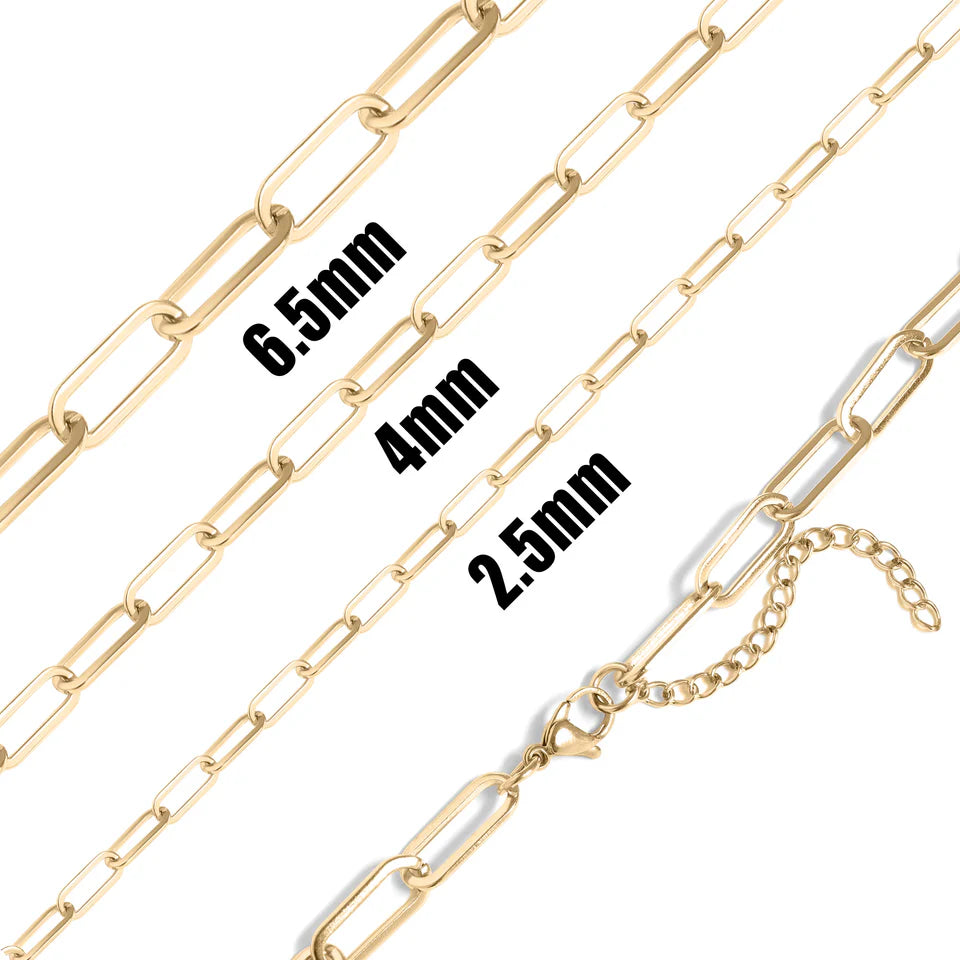 18k Gold PVD Coated Stainless Paper Clip Chain image 0