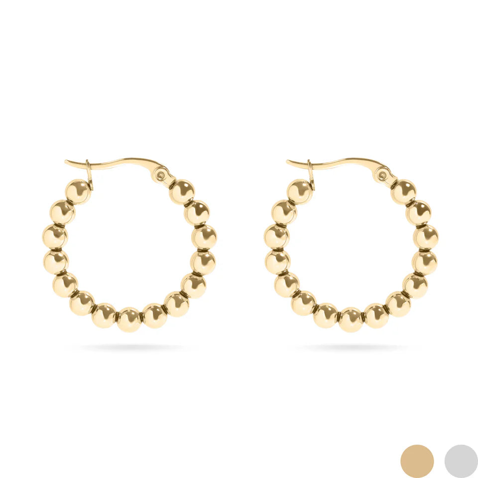 Gold Circle Ball Hoop Earrings image 0