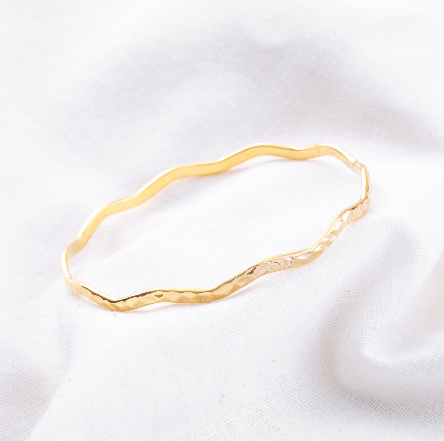 Gold Wavy Bangle Bracelet image 0