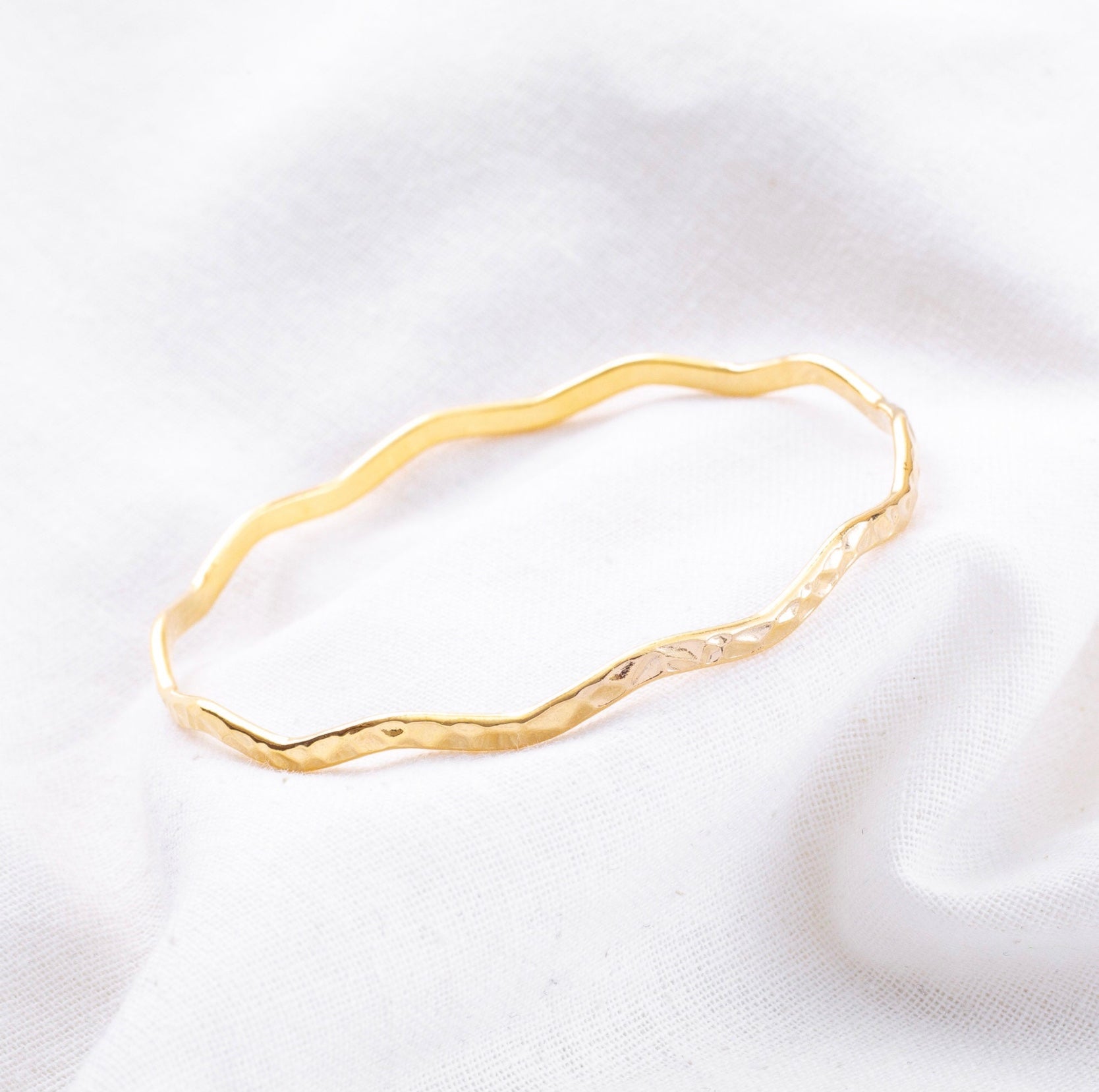 Gold Wavy Bangle Bracelet image 0