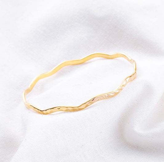 Gold Wavy Bangle Bracelet image 0