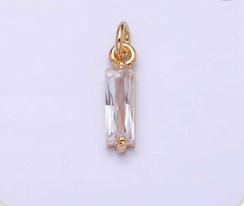 Small Baguette Cut CZ Charms image 0