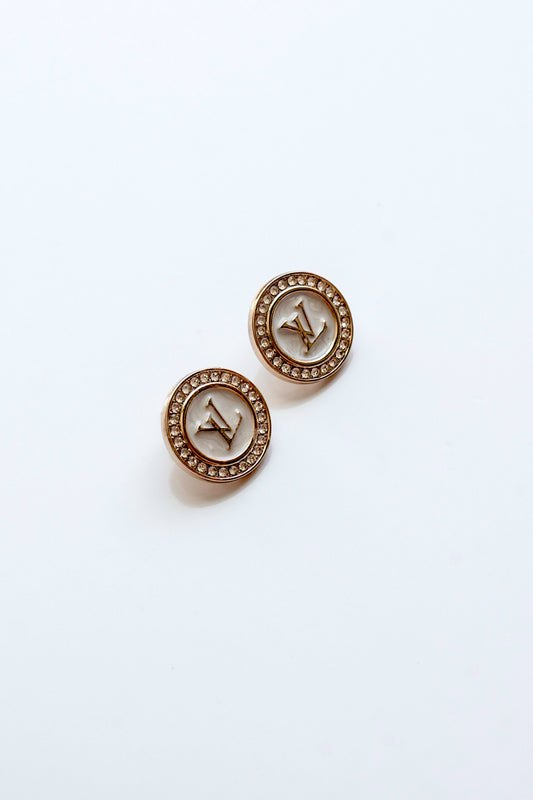 Repurposed Louis Vuitton Button Earrings image 0