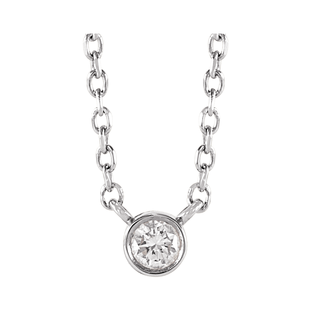 Sterling Silver 1/10 CT Natural Diamond 16-18" Necklace