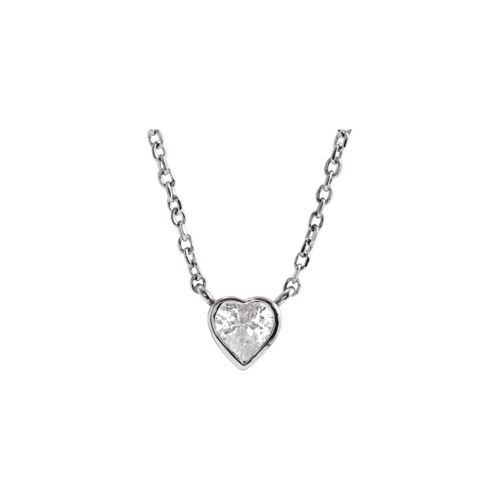 14K White Gold Natural White Heart Shaped Sapphire  Necklace