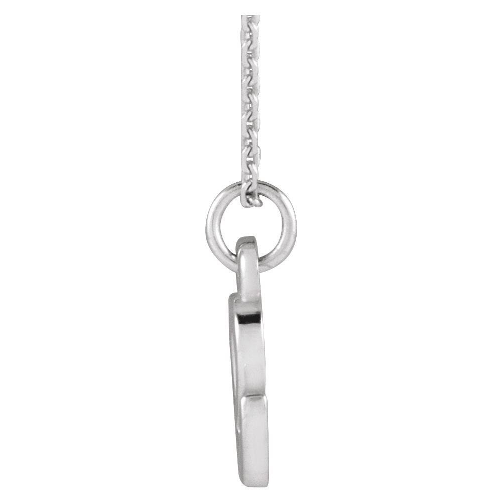 14K White Gold Petite Initial E 16" Necklace