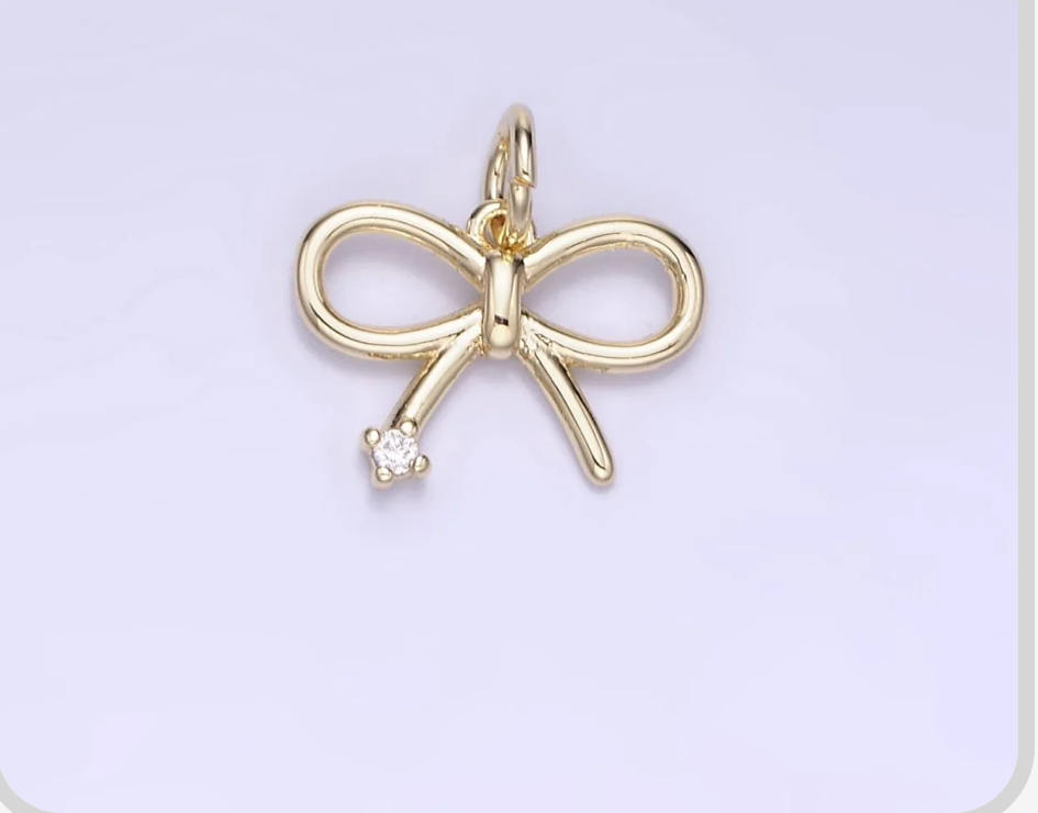 11mm Mini Bow Ribbon CZ Charm image 0