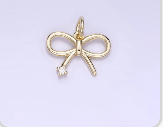 11mm Mini Bow Ribbon CZ Charm image 0