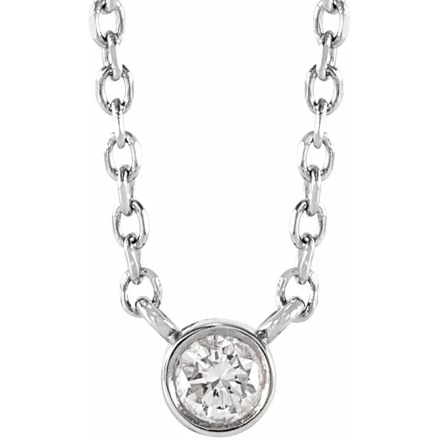 Sterling Silver 1/10 CT Natural Diamond 16-18" Necklace