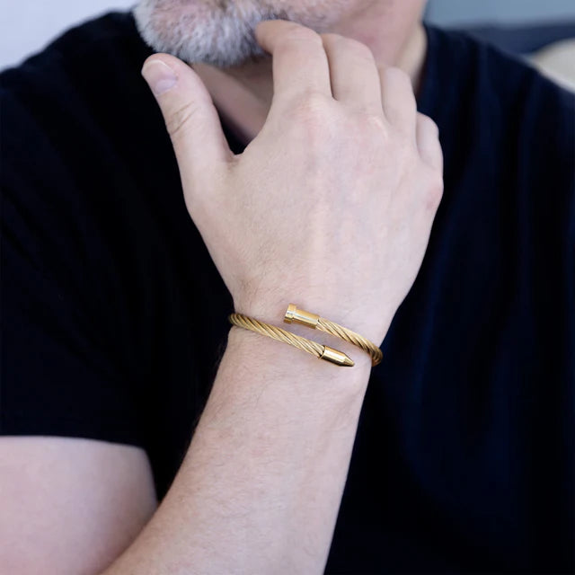 18K Gold PVD Stainless Steel Mens Metal Nail Bracelet image 0