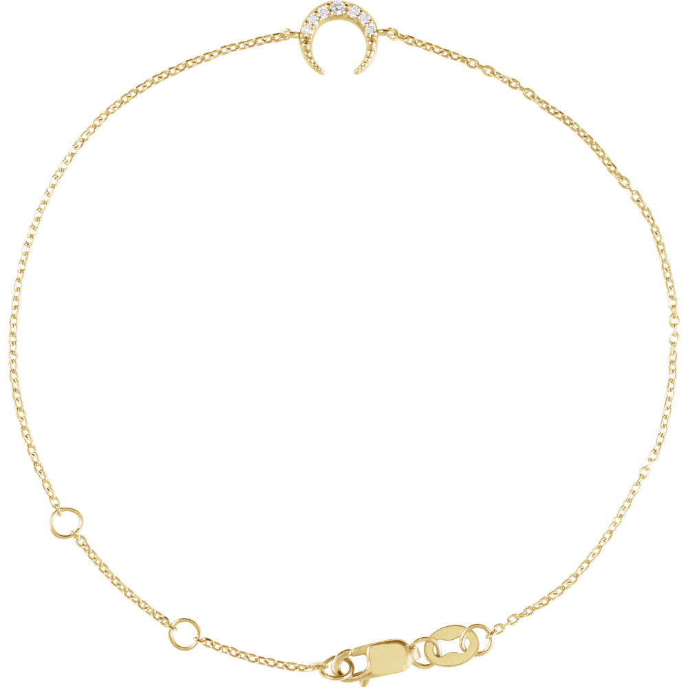 14K Yellow Gold .04 CTW Natural Diamond Crescent Moon Bracelet