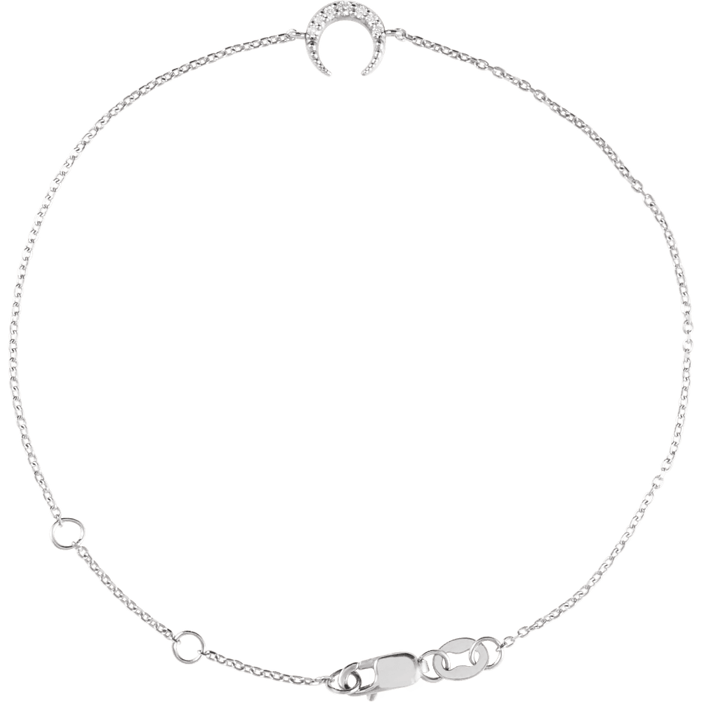 14K White Gold .04 CTW Natural Diamond Crescent Moon Bracelet