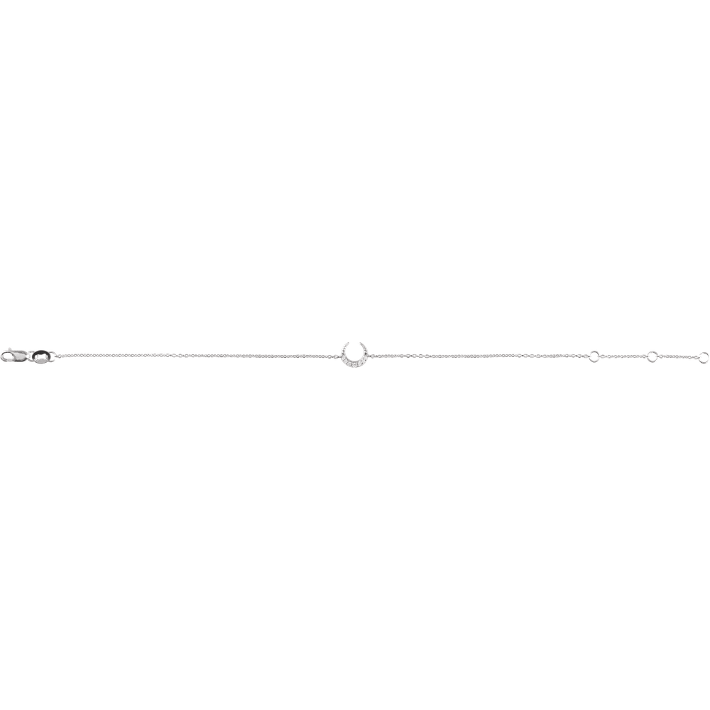 14K White Gold .04 CTW Natural Diamond Crescent Moon Bracelet