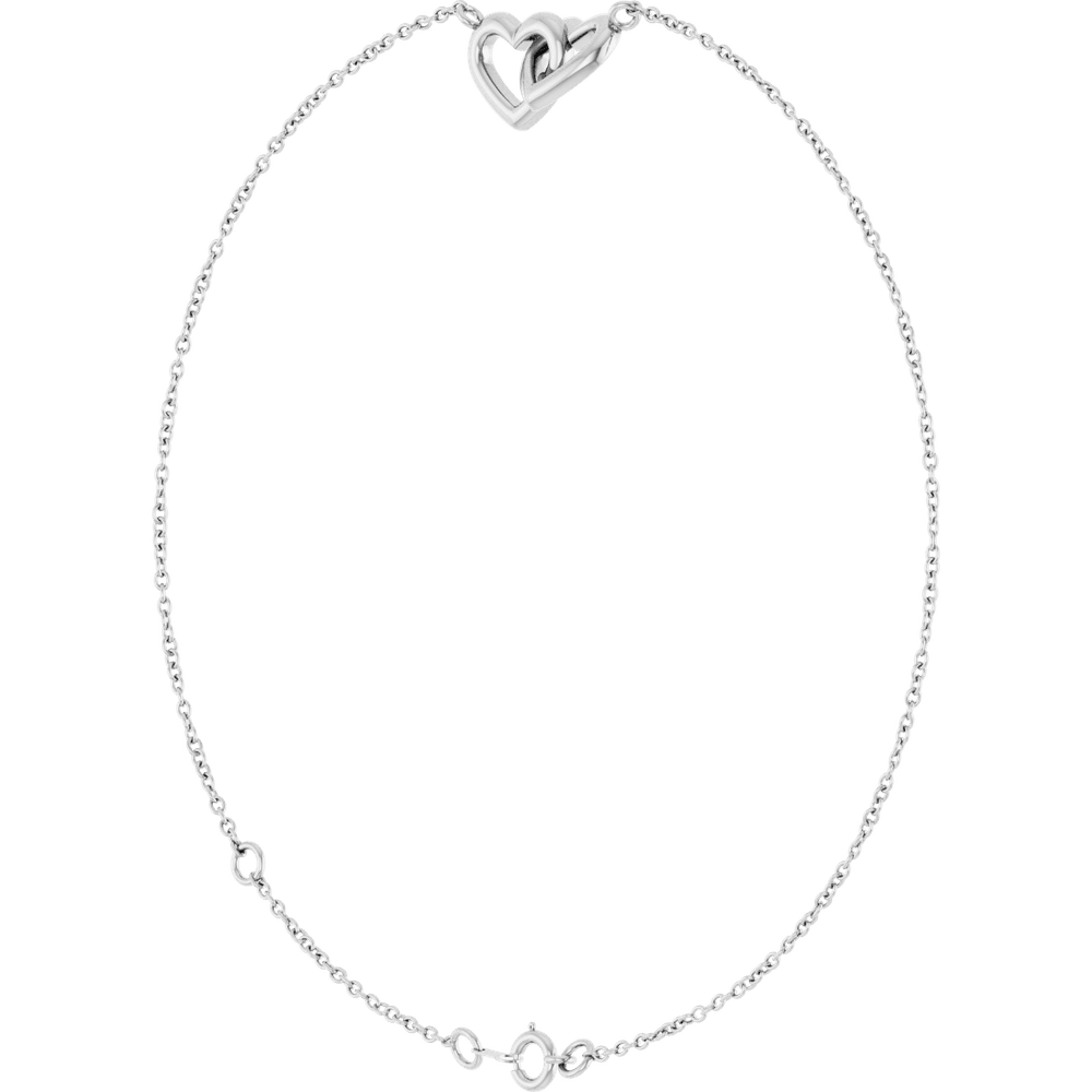 Sterling Silver Interlocking Hearts Link Bracelet