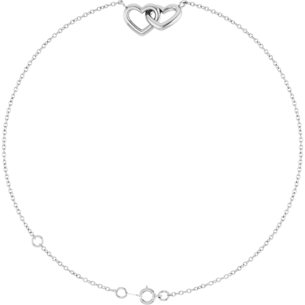 Sterling Silver Interlocking Hearts Link Bracelet