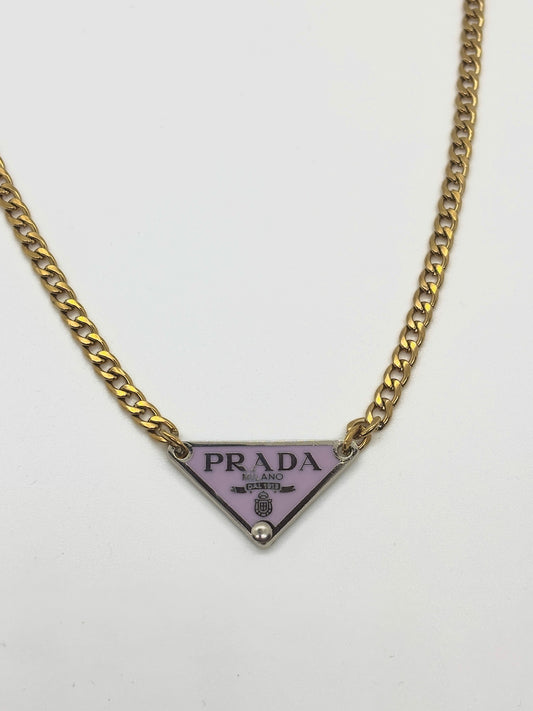 Lilac Prada Emblem Necklace