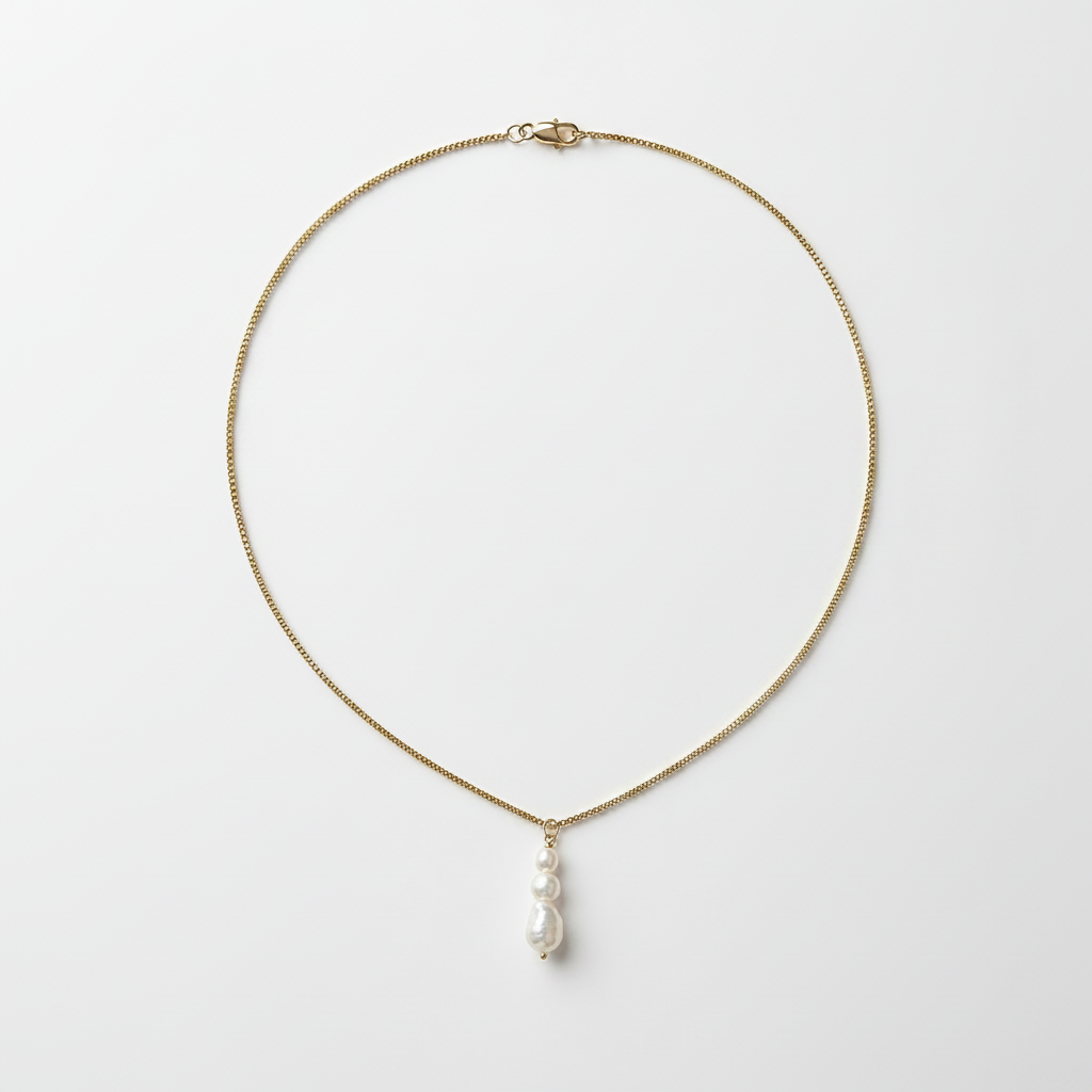 Three Pearl Pendant Necklace