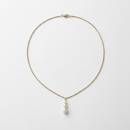 Three Pearl Pendant Necklace