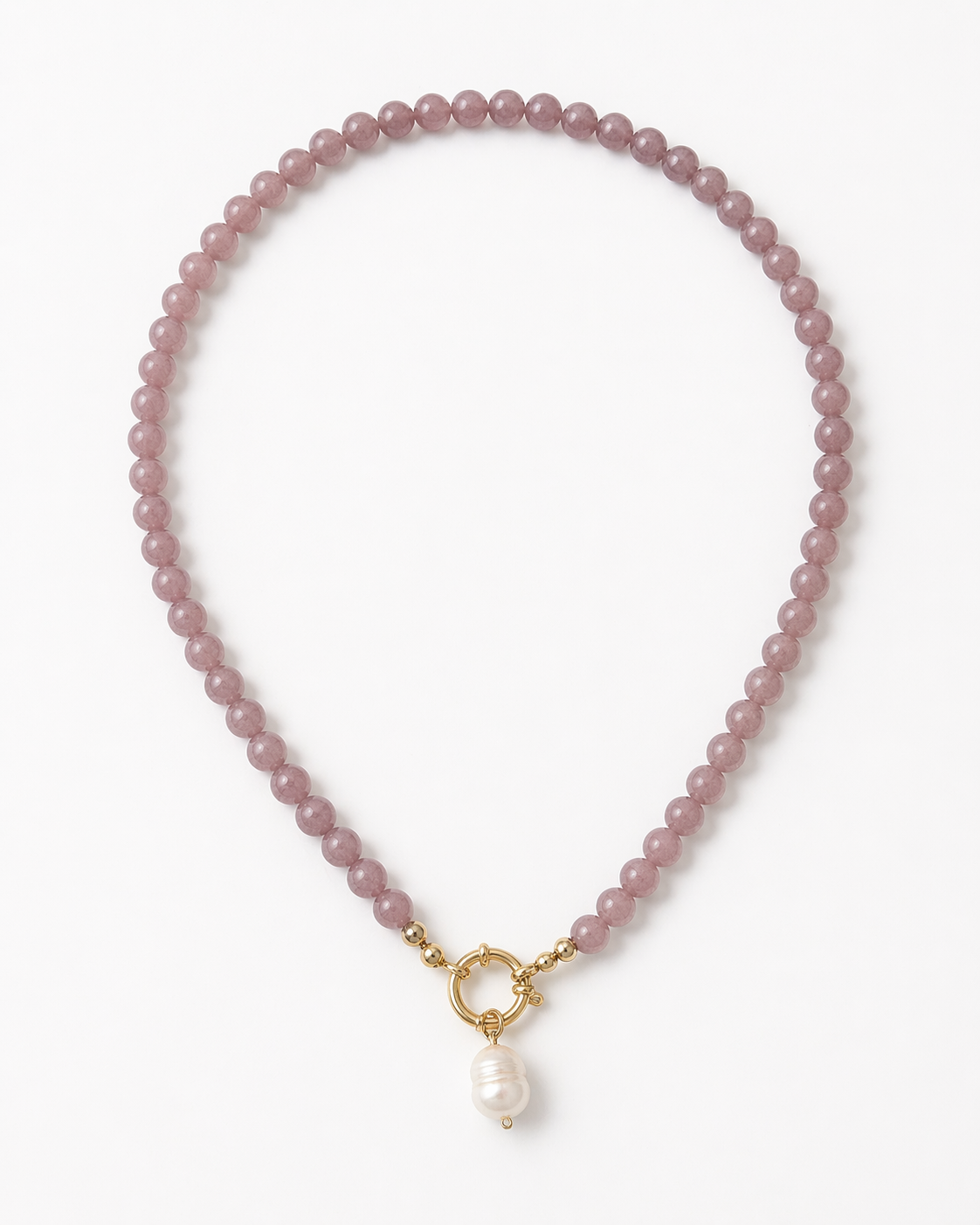 Pink Beaded Necklace with Pearl