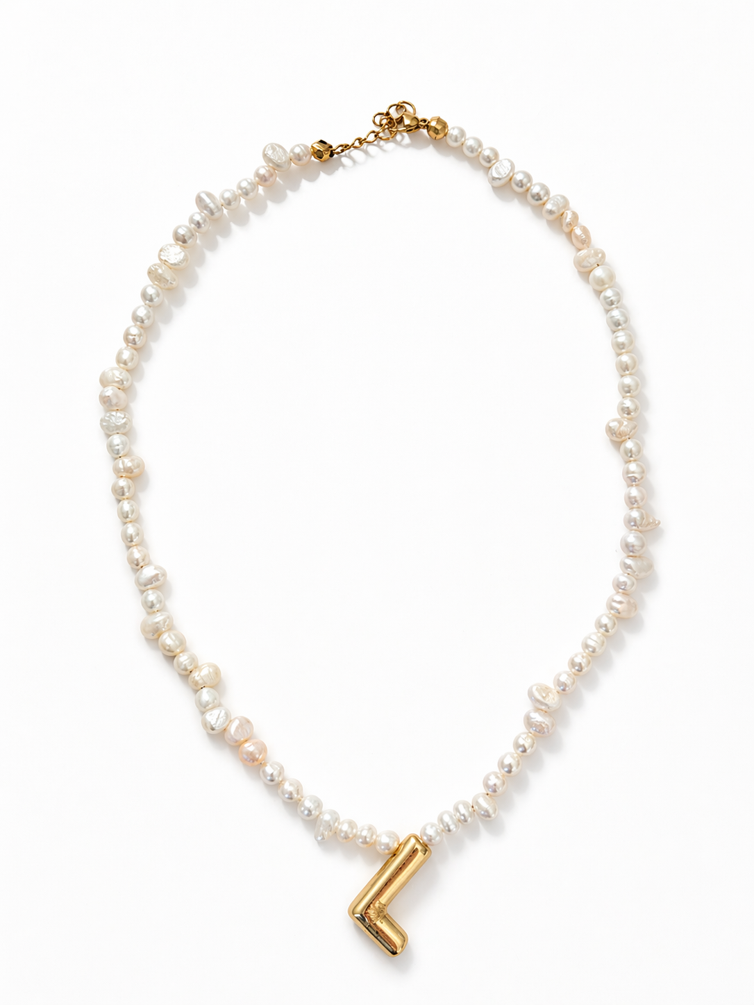 Polly White Pearl Initial Necklace
