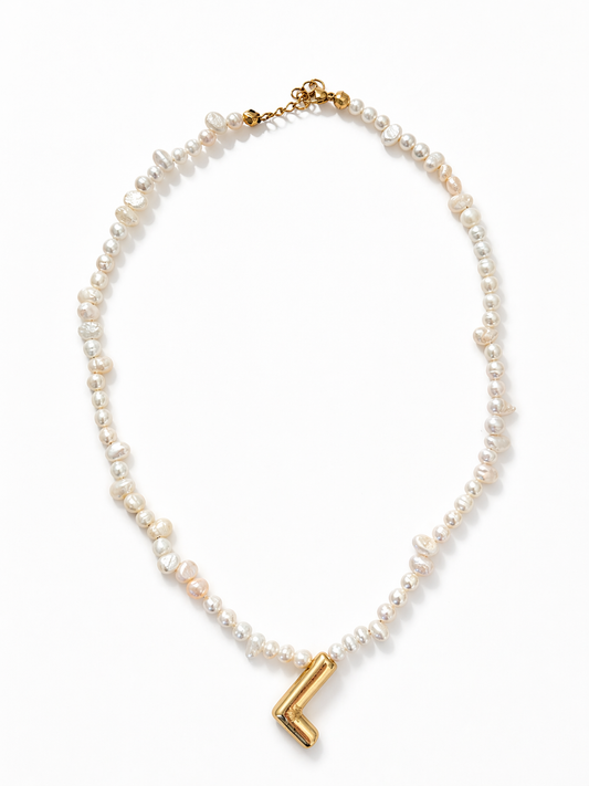 Polly White Pearl Initial Necklace