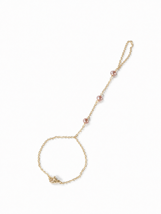 Three Pink Pearl Hand Chain