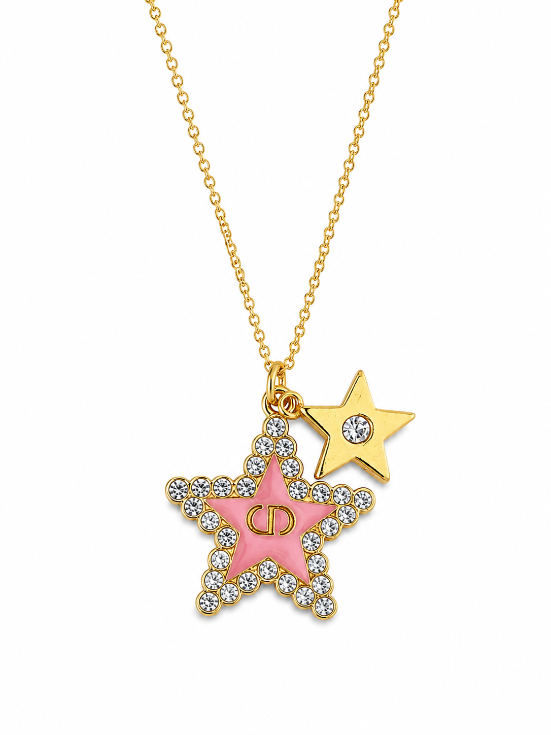 Authentic Vintage Dior Pink Crystal Star Necklace