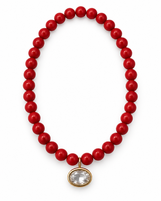 Red Dyed Turquoise Beaded Necklace