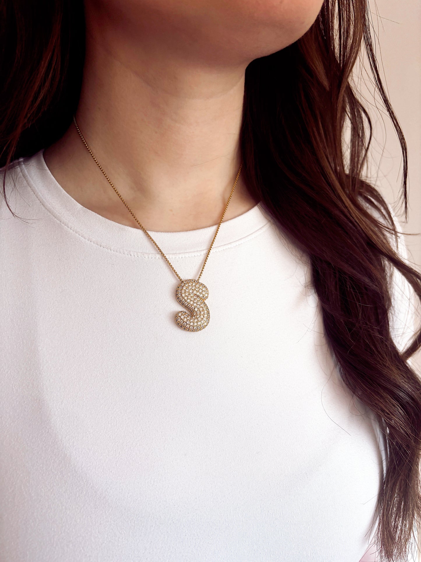 Large Bubble Letter Initial Necklace