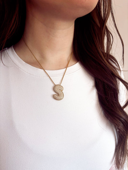 Large Bubble Letter Initial Necklace