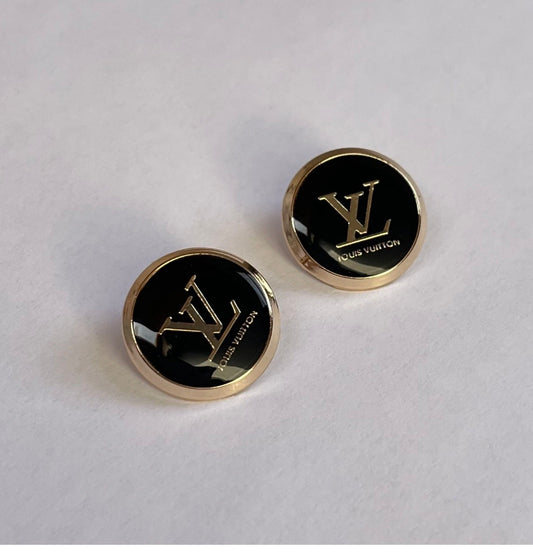 Repurposed Louis Vuitton Button Earrings