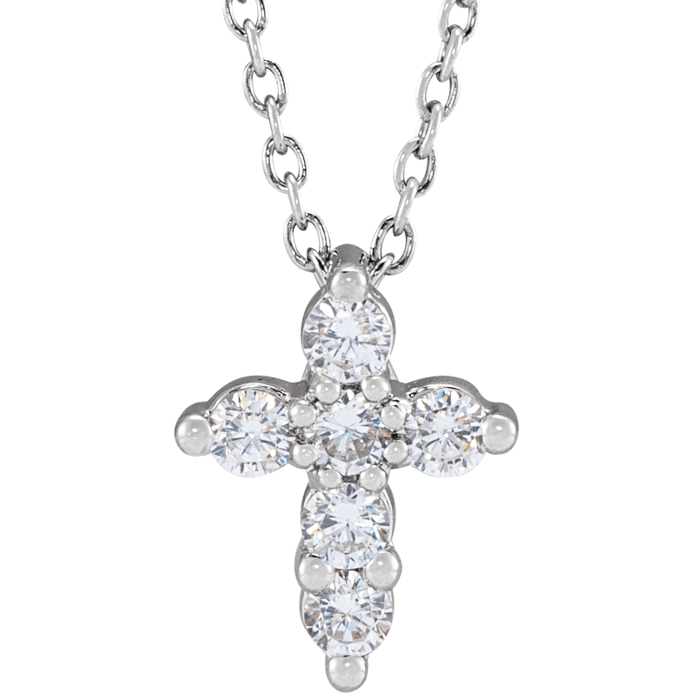 14K White 1/4 CTW Lab-Grown Diamond Cross 18" Necklace