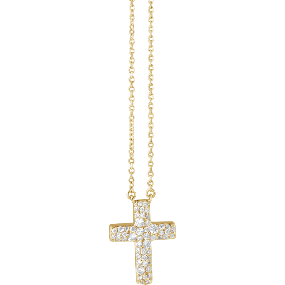 14K Yellow 3/8 CTW Natural Diamond Cross 18" Necklace