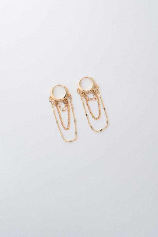 Huggie Mixed Chain Drop Earrings