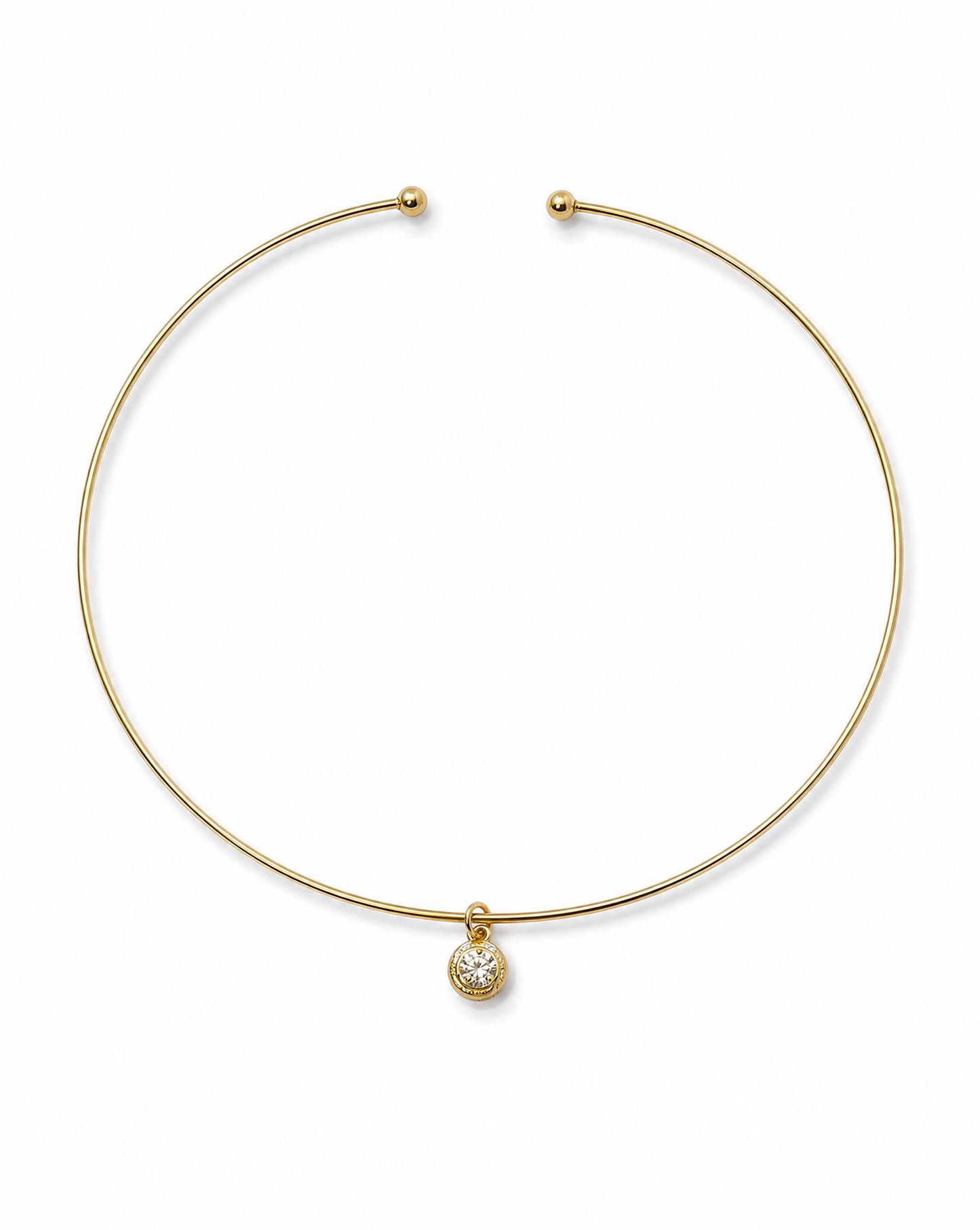Gold Filled Collar Necklace with round cubic zirconia pendant
