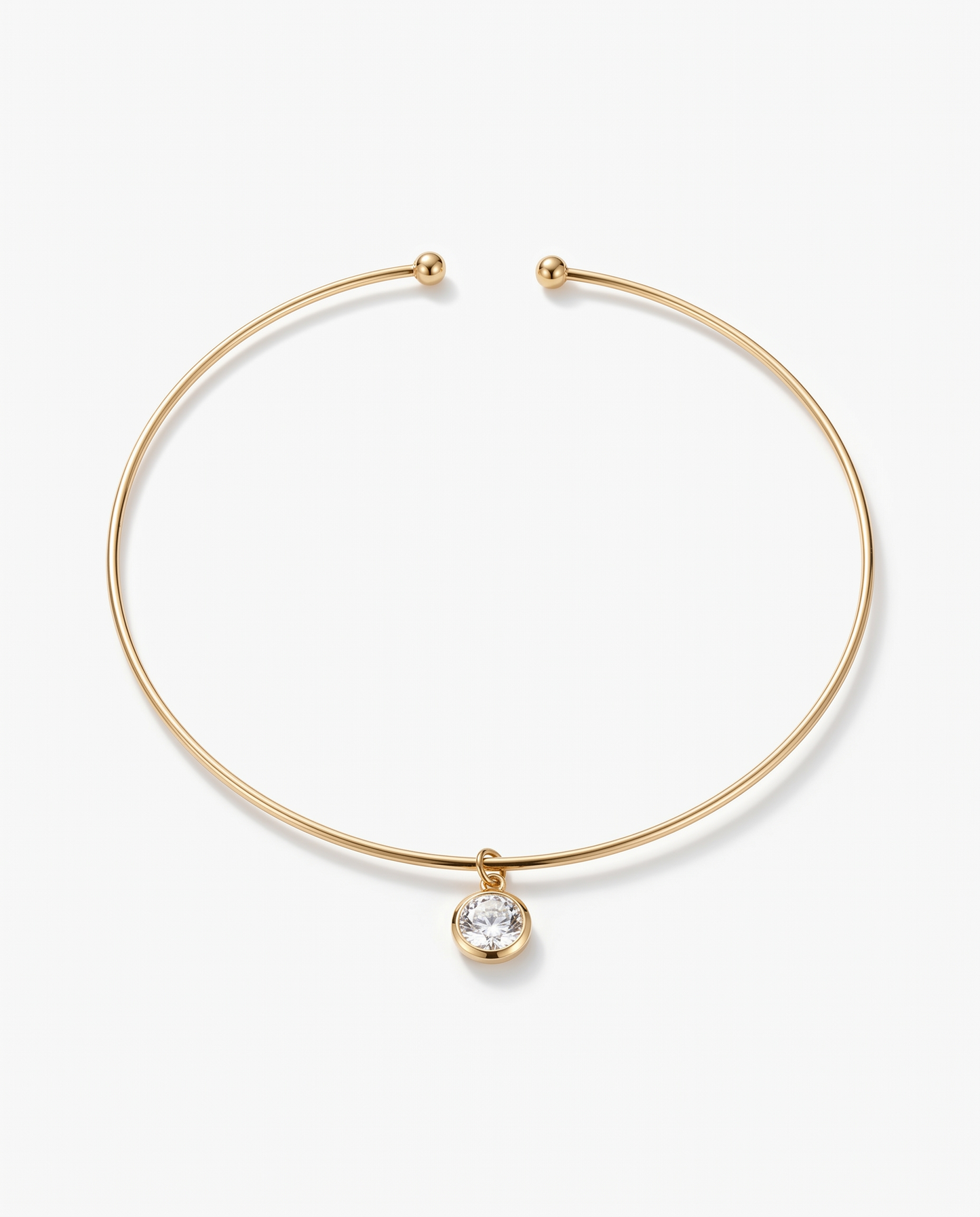 Gold Filled Collar Necklace with round cubic zirconia pendant