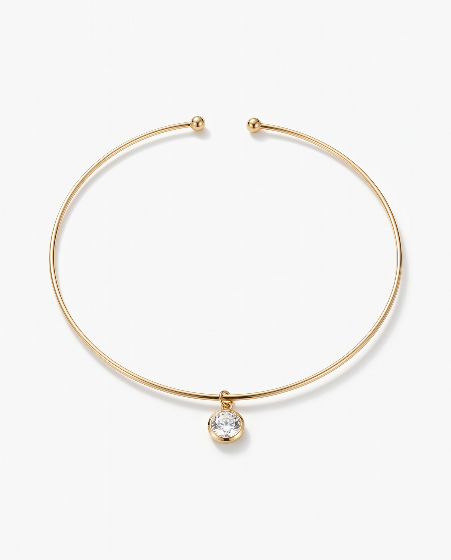 Gold Filled Collar Necklace with round cubic zirconia pendant