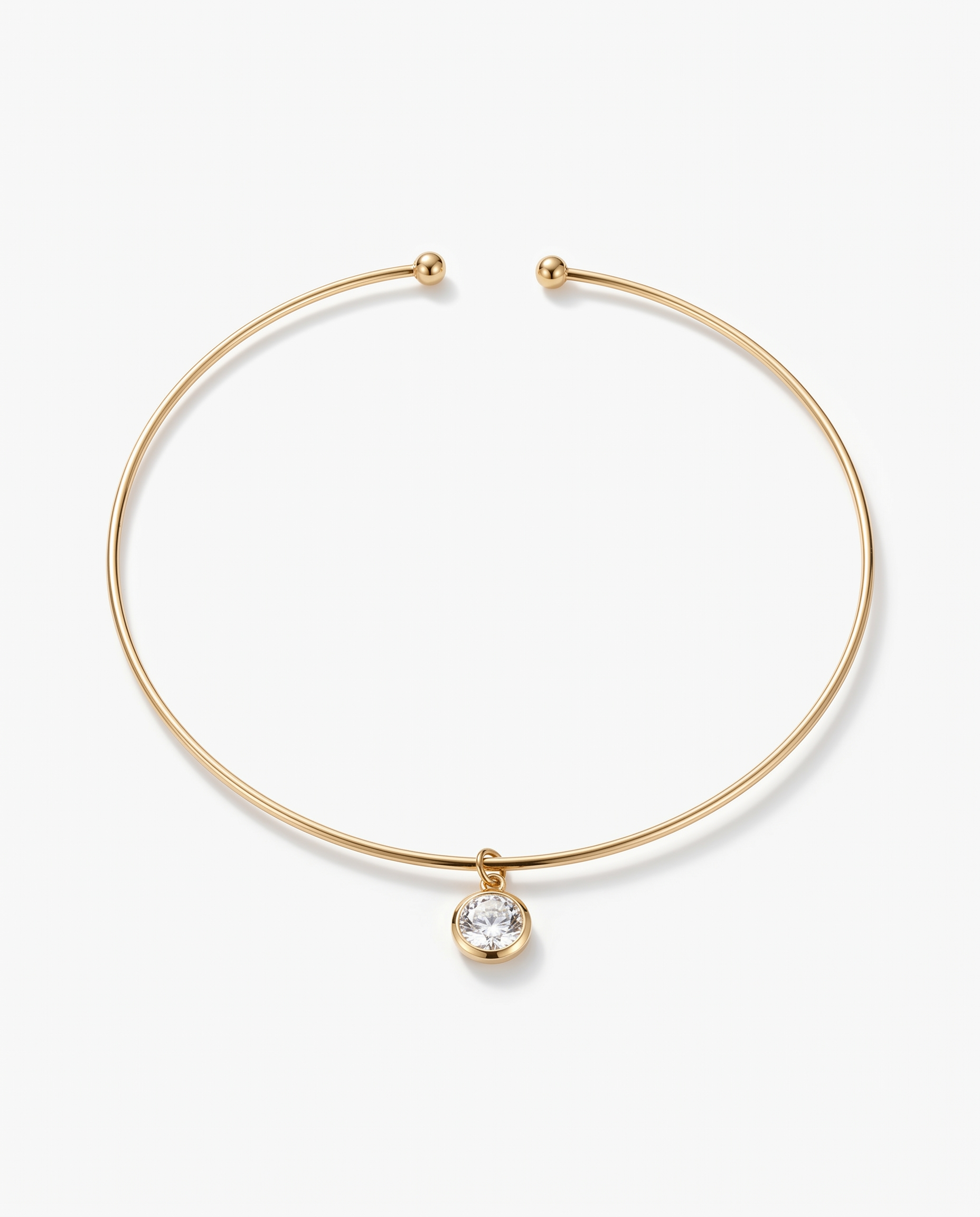 Gold Filled Collar Necklace with round cubic zirconia pendant