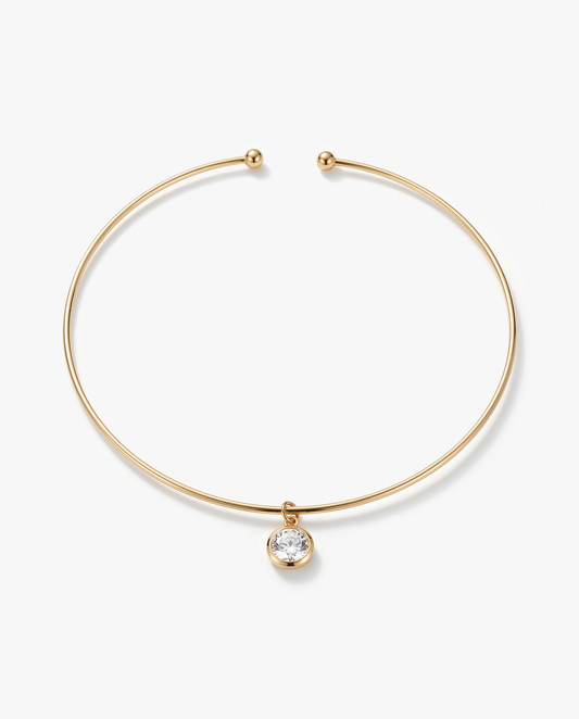 Gold Filled Collar Necklace with round cubic zirconia pendant