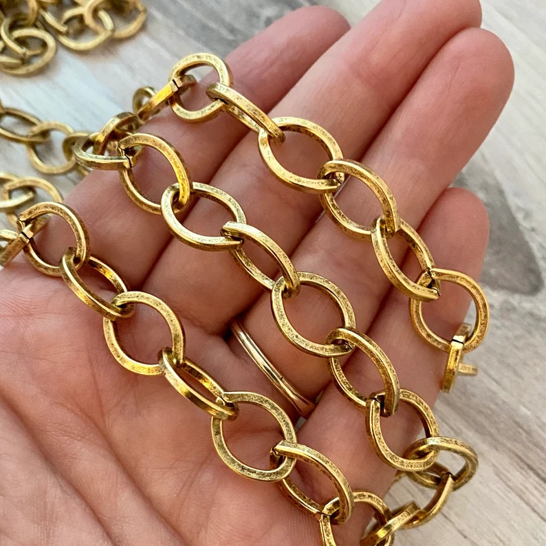 12k Antiqued Gold Filled Large Oval Chain image 0