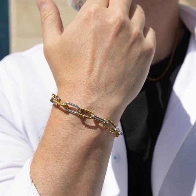 Mens Twist Chain Mixed Metal Bracelet image 0