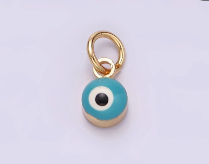 Mini Teal Blue Evil Eye Enamel Heart image 0