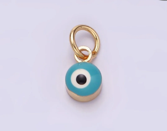 Mini Teal Blue Evil Eye Enamel Heart image 0