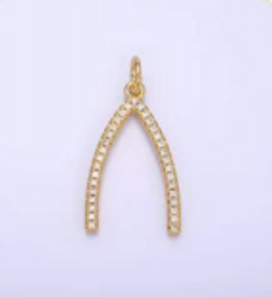 Micro Paved CZ Wishbone Charm image 0