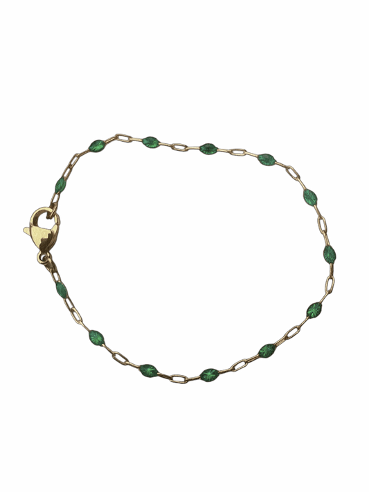 Dainty Beaded Enamel Satellite Chain Bracelet image 0