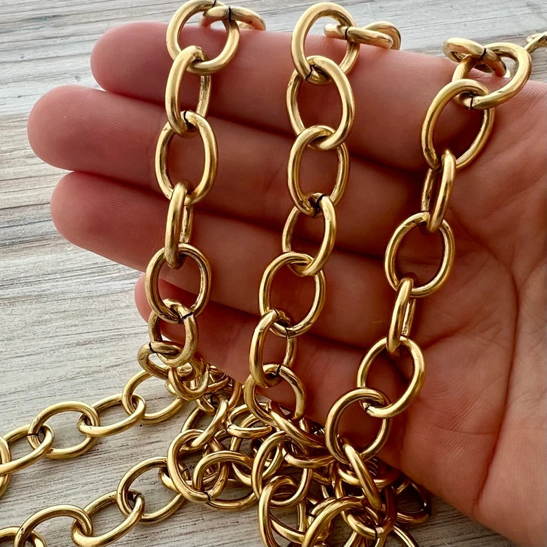 12k Antiqued Gold Filled Large Round Cable Chain image 0