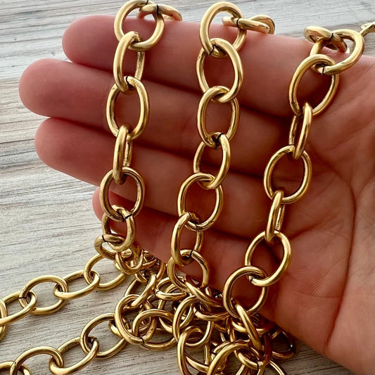 12k Antiqued Gold Filled Large Round Cable Chain image 0