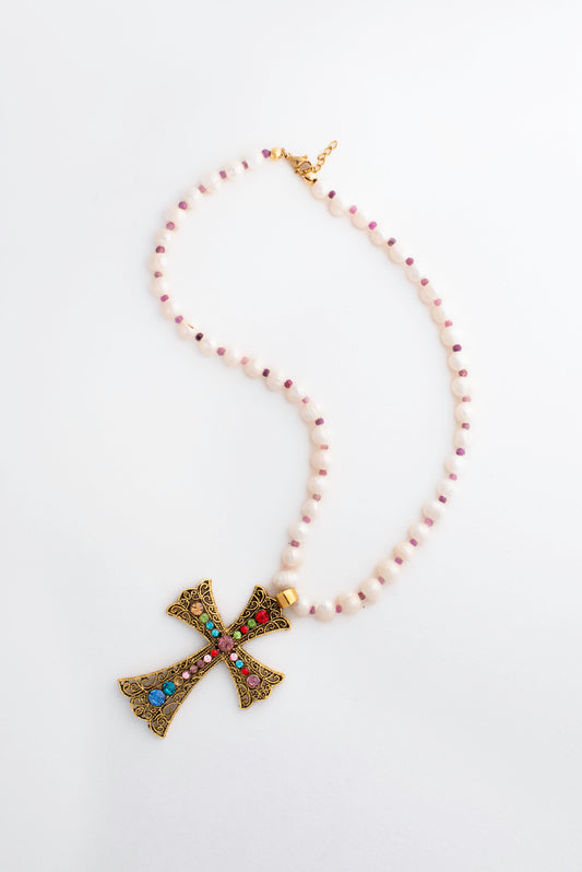 Mosaic Cross Necklace image 0