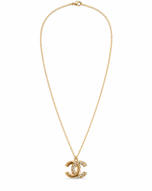 Repurposed Gold Chanel CC Logo Charm Necklace